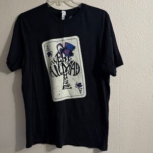Black Graphic Tee with Playing Card Design